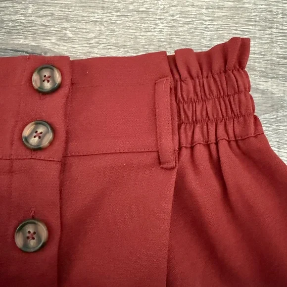 Rust Button Front Mini Skirt - Picture 2 of 7